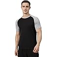 CHKOKKO Men's Solid Raglan Sports Gym T-Shirt