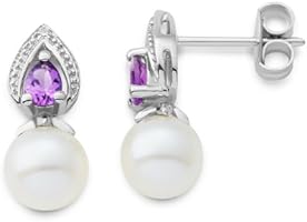 Miore - MG9099E - Boucles d'Oreilles Femme - Or blanc 375/1000 (9 carats) 1.36 gr - Am&eacute;thyste - Perle d'eau douce