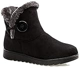  Mujer Botas de Nieve Calientes Piel Forradas Botines Invierno Zapatos Botas de Trabajo Planas Outdoor Ante Antideslizante Boots