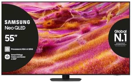 Samsung Smart TV 55'' QE55QN94FATXZT Neo QLED 4K Mini LED, NQ4 AI Gen3 Processor, 4K AI Upscaling Pro, Glare Free, Motion Xcelerator 165Hz, Dolby Atmos & OTS+, NeoSlim Design, 2025