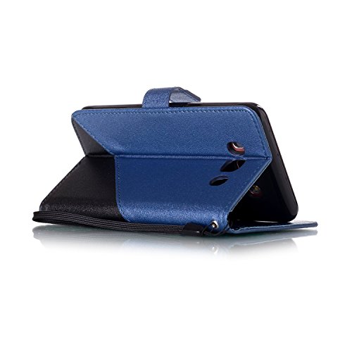 Galaxy J7 2016 Hülle,Galaxy J7 2016 Schutzhülle,Galaxy J7 2016 Leder Hülle,ikasus® Schlagfarbe Nähte Spleiß Stil Naht Farben PU Lederhülle Flip Hülle im Bookstyle Cover Schale Slim Fit Soft Silikon Magnetverschluss Schutzhülle PU Leder Hülle Flip Wallet Case Kunstleder Tasche Cover mit Standfunktion und Kartenfächer Tasche Wallet Case für Samsung Galaxy J7 (2016) – Blau - 4