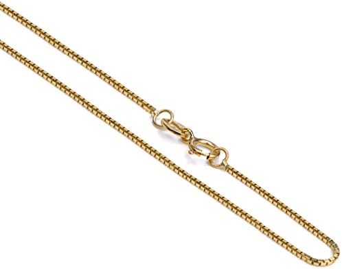 14K Yellow Gold Box Venetian Chain Thin 0.6mm 46cm