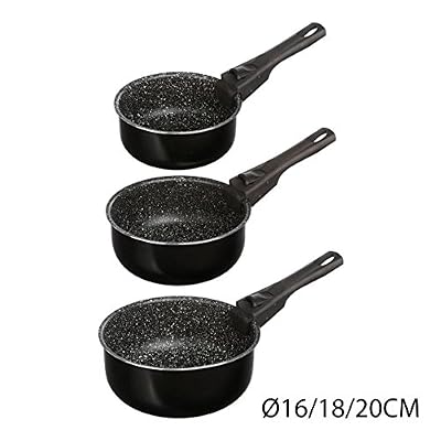 JJA 135112 Set de 3 Casseroles + Poignée Amovible Pierre 16/18/20 cm