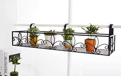 LYTSM® Flower racks, Iron railing balcony Hanging Pots shelf Guardrail Plant shelf black 30 × 25cm sturdy Multifunction ( Size : 120*25cm )
