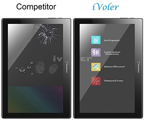 Lenovo TAB 2 A10-30F / A10-70 10.1“ Panzerglas Schutzfolie, iVoler® Premium Panzerglasfolie folie Displayschutzfolie Hartglas Gehärtetem Glas DisplayPanzerglas Schutzfolie Displayschutz Tempered Glass Screen Protector für Lenovo TAB 2 A10-30F / A10-70 10.1“ – 0,3mm Dünn, 9H Härtegrad, 2.5D Abgerundete Kanten – [Kratzfest] [Hohe Transparenz] [Fingerabdruck-frei] [Blasenfrei]-Lebenslange Garantie - 5
