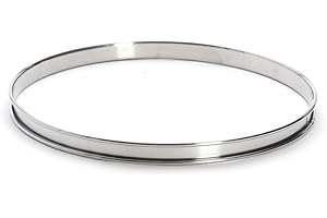 De Buyer - Cercle à tarte rond en inox à bord roulé - 24 x 2 cm - Surface Lisse, Démoulage Facile, Pour des Résultats Sans Défaut et Délicieux, Argent