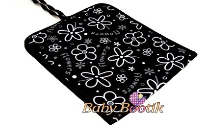 NEW | Portable Travel Changing Mat / Babies Changing Mats With Pattern (FLOWERS BLACK)