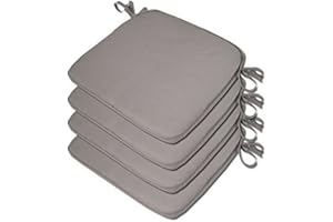 LB Luxury Garden, Dining Chair Foam Cushions Tie On Seat Pads in set of 2,4,6 or 8 (SILVER/GREY, PACK OF 6)