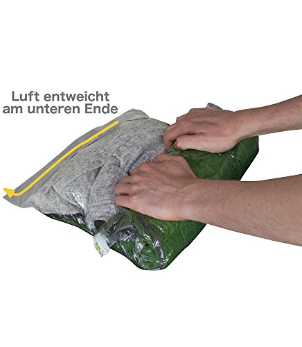 6er Set Kompressionsbeutel – sparen bis zu 75 % Platz im Gepäck – ideal für Reisen, Backpacking – schützen vor Feuchtigkeit, Schimmel, Insekten – inkl. gratis Packliste als E-Book - 2