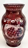 besondere Geschenksidee Antik Glas Vase bauchig Egermann böhmisches Glas Kristall Rubin rot Sammler Glas Höhe 26 cm Öffnung Oben Ø 13 cm