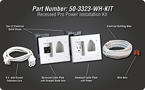 Datacomm 50-3323-Wh-Kit White Recessed Pro-Power Kit With Straight Blade Inlet