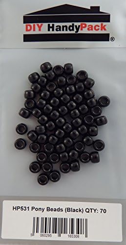 DIY HandyPack - Black Coloured 9mm Pony Beads (Pack 70)