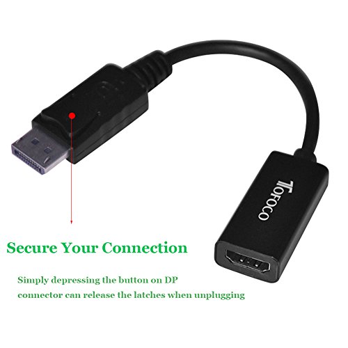 DP auf HDMI Aktive Adapter, TOFOCO DisplayPort Stecker zu HDMI Buchse mit Audio Konverter Full 1080P HDTV Adapter für PC, Laptop, Macbook – Schwarz - 3
