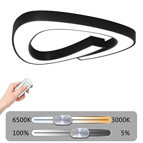 Preisvergleich Produktbild Modern Deckenlampe LED Fernbedienung Dimmbar Deckenleuchte Acryl Lampenschirm Schlafzimmer Wohnzimmer Ultra-dünn Design Deckenlampen Schwarz Decken Beleuchtung Büro 24W 48CM×50CM