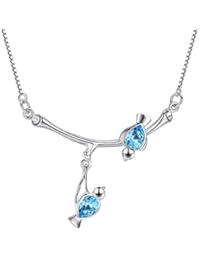 Clearine Mujer 925 de Plata Lágrima Couple Pájaro Rama Colgante Collar Adornado Con Cristales de Swarovski