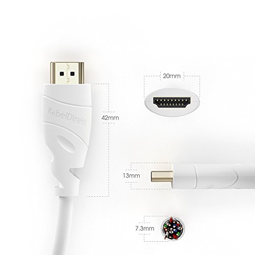 KabelDirekt 15m weißes HDMI Kabel / kompatibel mit HDMI 2.0a/b, 2.0, 1.4a (Ultra HD, 4K, 3D, Full HD, 1080p, HDR, ARC, Highspeed mit Ethernet) – TOP Series - 3