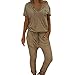 Produktbild Damen Einfarbig Jumpsuit V-Ausschnitt Overall Lange Hose Yogogo Sexy Sommer Lose Yoga Leggings Bodycon Kurzer Strampler Bodysuit Übergröße Pants Hosen 3/4 Sport Fitness Leggins Dünne Sporthose