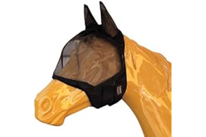 Horses, Máscara Anti Moscas para Caballo, Modelo Soft Pro Mask, Fabricada en Nailon y Algodón con Orejas, Ligera y Transpirable (M)