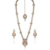 I Jewels Traditional Gold Plated Elegantly Handcrafted Jewellery Set with Maang Tikka Using Austrian Diamonds for Women IJ273W (White)