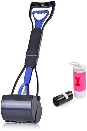 Uarter Pooper Scooper Long Hand Dog Poop Scoop Removable Pet Jaw Scoop with Bag &amp; Led Light … (purple)