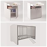 Polini Kids Kinderzimmer Set Simple Kombi-Kinderbett mit Wickelkommode in weiß - 2