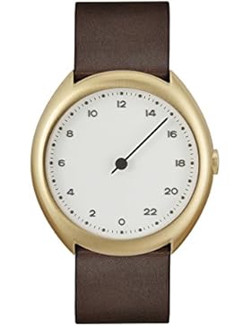 slow O 12 – Dunkelbraun Vintage Leder gold Fall Weiß Zifferblatt Unisex Quarzuhr mit weißem Zifferblatt Analog-Anzeige...