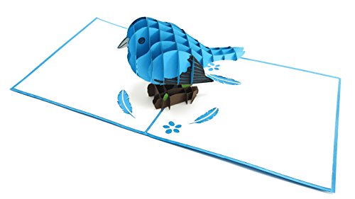 PopLife Bluebird of Happiness 3D Pop Up Mothers Day Card - Anniversary Pop Up Birthday Card, Good Luck, Thank You - Cute Gift for Her - Fold Flat for Mailing - for Mom, for Daughter, for Wife, Grandma