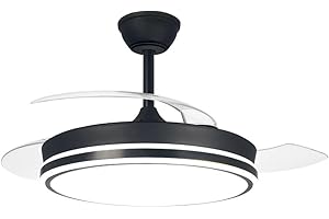 AKUNADECOR Ventilador Dc Pitijopo Negro Led 45w Dimable 3 Temperaturas 4400 Lumenes Akunadecor
