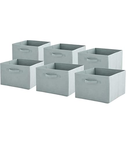 Lot De 6 Bacs De Rangement Pliables En Tissu Intissé - 27x27x27 Cm - Noir Et Taupe - Pour Étagères, Dressing, Salon - 11
