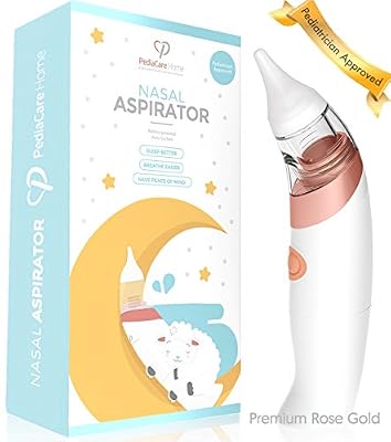 PediaCare Home Aspirateur Nasal Electrique pour Bébé à Piles, Hygiénique, Sans pièces. éliminer simplement et en douceur et rapidement les excès de sécrétion nasal. Version Or Rose avec Boite Cadeau