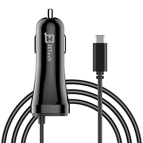 JETech Chargeur de Voiture  2-Port Chargeur Allume Cigare avec 5V 3A C  ble USB C  Noir