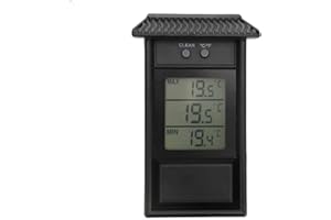 Dhouse Digital Max Min Thermometer Garden Digital Thermometer Digital Max Min Greenhouse Thermometer for Indoor Outdoor Garden Home Temperature Monitor (Black)