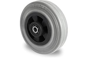 DELEX-ROLLEN Rad 125 mm Gummi grau-spurlos Rollenlager mit Achszubehör M10