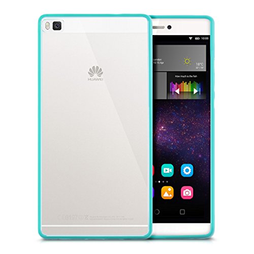 kwmobile Funda chic y sencilla para el Huawei P8 con superficie posterior transparente y marco en azul claro transparente