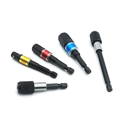 Set di 3 adattatori per bussole a impatto per trasformare il trapano in un avvitatore ad alta velocità. 1/4", 3/8" e 1/2" Drive + 2" 4" 1/4" Hex Shank magnetico cacciavite Bit Holder