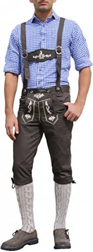 Leather Pants, Knickerbockers costumes jeans cotton trousers with suspenders Brown (50)