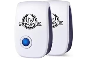 PHOENIXLTD Ultrasonic Pest Repeller Plug In - Electronic Pest Control For Moths, Mice, Mosquito, Insects, Flies, Fleas, Spiders, Bed Bugs (2 Pack) FREE Mosquito Bracelet & FREE Mosquito Repellent Patches