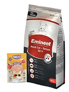 Eminent Cat Adult Salmon 2 kg Adult cat Food Eminent Cat Salmon + Free MOOCHIE (1 Pouch ) 85g Grain-Free Gravy Cat Treat Mousse with Tunna