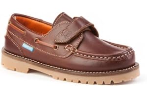 ANGELITOS Nauticos para Niños Pull Todo Piel Piso Grueso mod.804. Calzado infantil Made in Spain, Garantia de Calidad. (32, Cuero)
