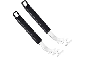 Veftsvy Lot de 2 lève-grilles de barbecue résistants à la chaleur - En acier inoxydable - Pour une manipulation sûre des grilles chaudes - Accessoires de barbecue d'extérieur