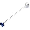 Blue Men's Suit Shirt Barbell Collar Pin Bar Set Tie Clips Lapel Stick - Tie Pins Cufflinks and Shirt Accessories