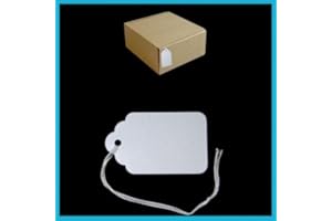 STATIONERY GEEKS 1000 Bright White Strung Tickets 48mm x 30mm Price Tags String Swing Labels Tag