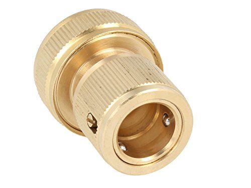 tecuro Schlauchanschlussstück mit Stecksystem für Wasserschläuche und Gartenschläuche 3/4 Zoll (Ø 19 mm) – massive Ausführung – messing-blank - 2