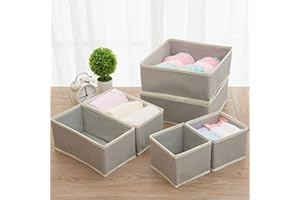 Ticent & Co. Organizzatori per cassetti (set di 6), organizer per armadio in tessuto, per armadi, cassetti, contenitori per calze, biancheria intima, reggiseni, cravatte, sciarpe, grigio