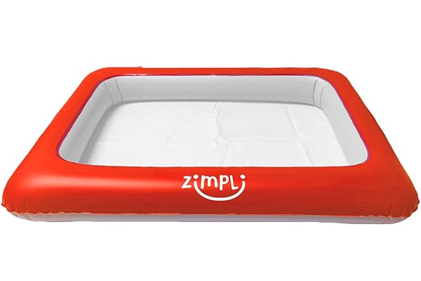 ZIMPLI Uppblåsbar lekplats, barnsandlåda, sensorisk lekplats för sand, lera och vatten, lätt att använda, lätt att förvara barnsandlåda