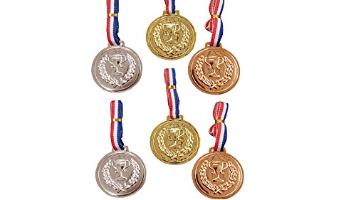 KSS 6 x Große Medaillen (ca. 6cm Durchmesser) in Bronze, Silber und Gold Geburtstag, Party, Mitbringsel
