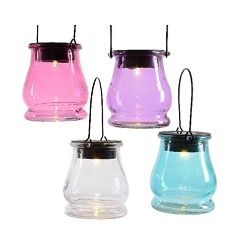 4 Solar Dekogläser beleuchtet mit einer LED warmweiss in 4 Farben