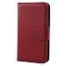 Produktbild Gukas Design Echt Leder Tasche Für MEDION LIFE X5020 MD 99367 MD 99462 5" Hülle Handy Flip Brieftasche mit Kartenfächer Schutz Protektiv Genuine Premium Case Cover Etui Skin (Dark Rot)