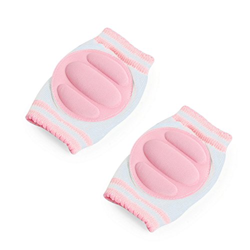 Zicac One Pair Cute Infant Toddler Baby Adjustable Elastic Strechy Soft Knee Elbow Leg Pad Crawling Safety Protector (Pink)