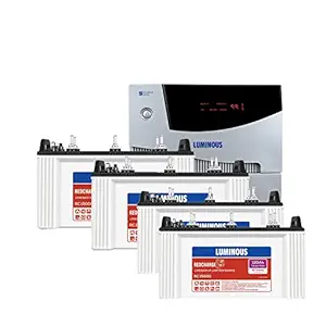 Luminous Cruze+ 4KVA Pure Sine Wave Inverter with 4 No. Red Charge RC 15000 120 Ah Recyclable Tubular Battery for Home, Office & Shops (Blue & White)